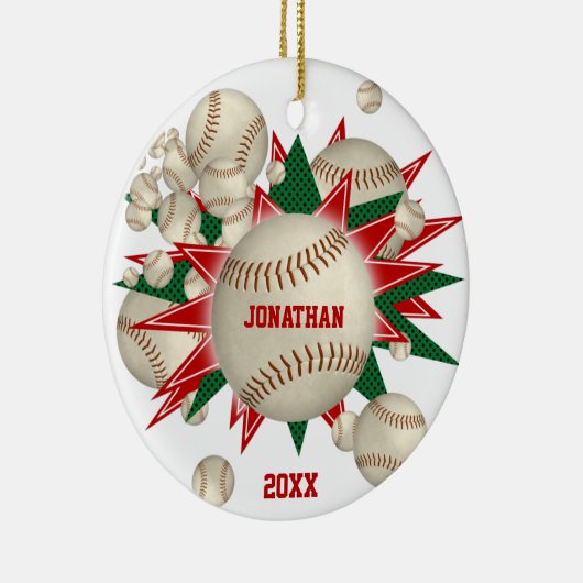 festische rode groene honkbal softball blowout keramisch ornament (Rechts)