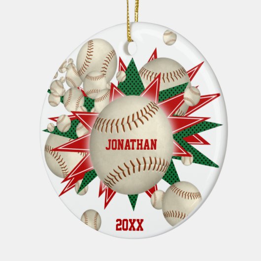 festische rode groene honkbal softball blowout keramisch ornament (Links)