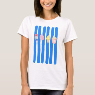 Festival Carnaval Eten Waterverf Blauwe Strepen T-shirt
