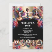 Festival carnaval feest thema vuurwerk dansers kaart (Voorkant)