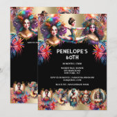 Festival carnaval feest thema vuurwerk dansers kaart (Voorkant / Achterkant)