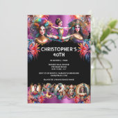 Festival carnaval show feest vuurwerk paarse plezi kaart (Staand voorkant)