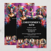 Festival carnaval show feest vuurwerk paarse plezi kaart (Voorkant / Achterkant)