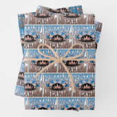 Festival Dreaming  Retro Blue-Brown gemengd Inpakpapier Vel (In situ)