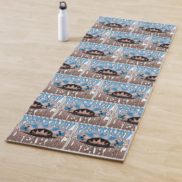 Festival Dreaming  Retro Blue-Brown Graphic Yogamat