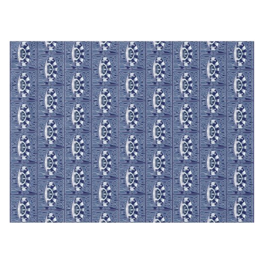 Festival Dreaming -Retro Navy-White navy Tafelkleed (Voorkant (Horizontaal))