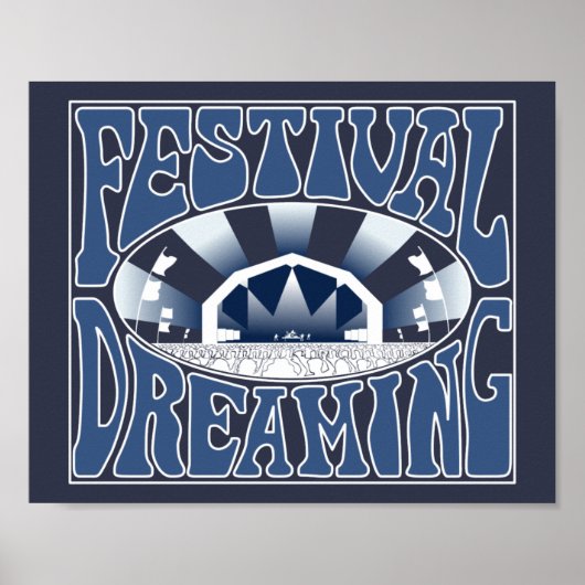 Festival Dreaming Retro Navy-White Poster (Voorkant)