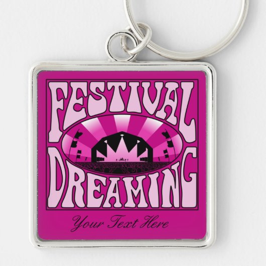 Festival Dreaming  Retro Pink-Black + roze Sleutelhanger (Voorkant)