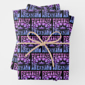 Festival Dreaming  Retro Pink-Blue + zwart Inpakpapier Vel (In situ)