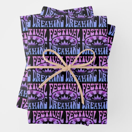Festival Dreaming  Retro Pink-Blue + zwart Inpakpapier Vel (In situ)