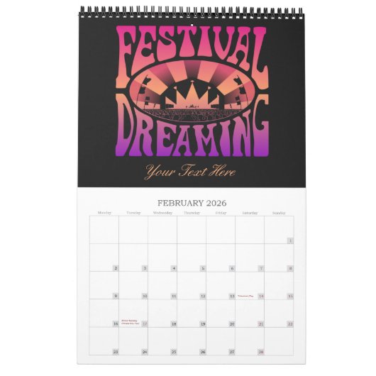 Festival Dreaming Retro Raspberry-Abriotto-Plum Kalender (Feb 2026)