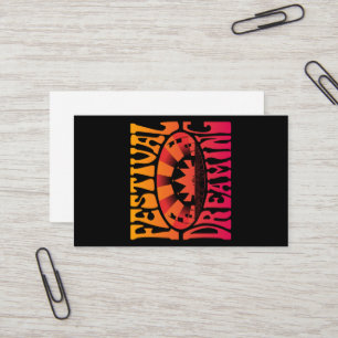 Festival Dreaming  Retro Red-Yellow Graphic Visitekaartje