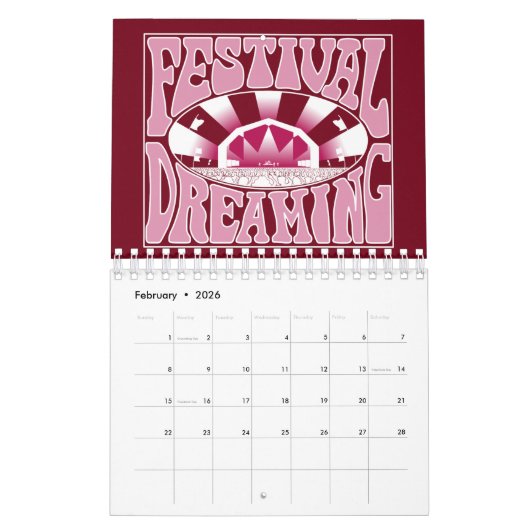 Festival Dreaming Retro White-Pink-Cranberry Kalender (Feb 2026)