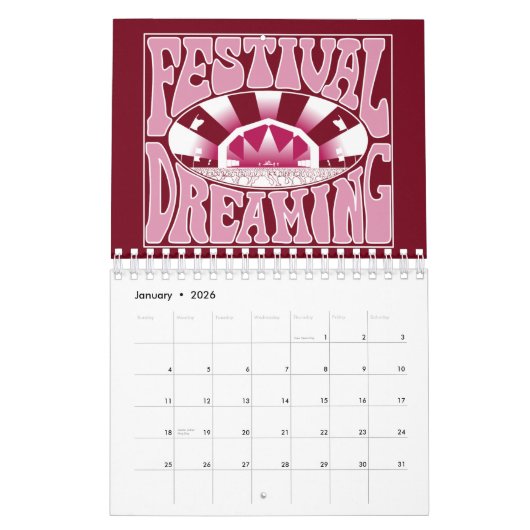 Festival Dreaming Retro White-Pink-Cranberry Kalender (Jan 2026)