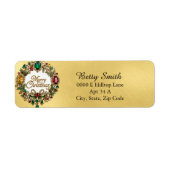 Festival Edelsteen Kerst Wreath Retouradreslabel Etiket (Voorkant)