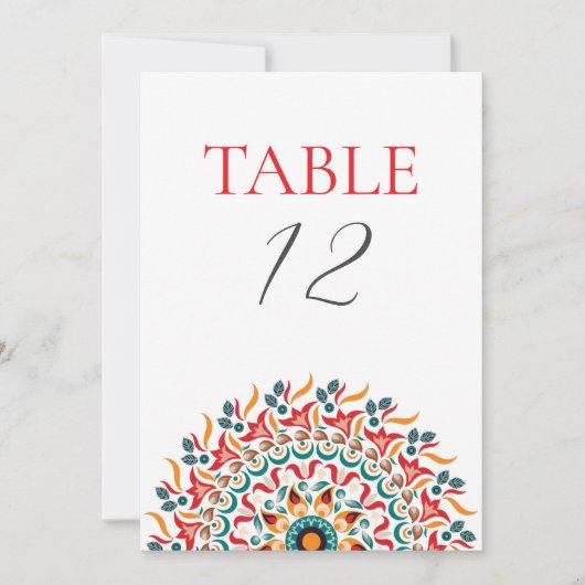 Festival Elegance Mandala Wedding Table Number Kaart (Voorkant)