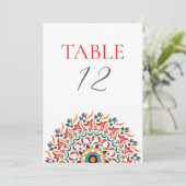 Festival Elegance Mandala Wedding Table Number Kaart (Staand voorkant)