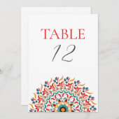Festival Elegance Mandala Wedding Table Number Kaart (Voorkant / Achterkant)