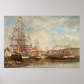 Festival Harbour van Eugène Boudin Fine Art Poster (Voorkant)