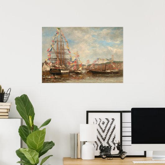 Festival Harbour van Eugène Boudin Fine Art Poster (Thuiskantoor)