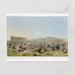 Festival in Athene, gebed door J. Rodwell, 1830 (a Briefkaart