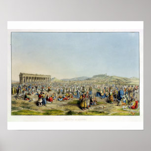 Festival in Athene, gebed door J. Rodwell, 1830 (a Poster