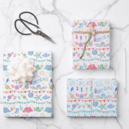 Festival Kamperen Op Pastel Inpakpapier Vel