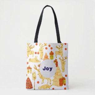 Festival patroon met rendieren en decoraties tote bag