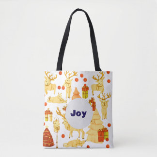 Festival patroon met rendieren en decoraties tote bag