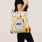 Festival patroon met rendieren en decoraties tote bag (Dichtbij)