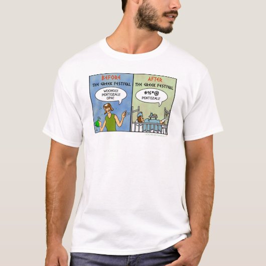 Festival Pentozali Funny FolkDancing Cartoon T-shirt (Voorkant)