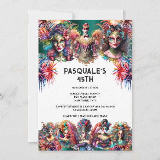 Festival showman vrouwen vuurwerk carnaval thema kaart (Voorkant)