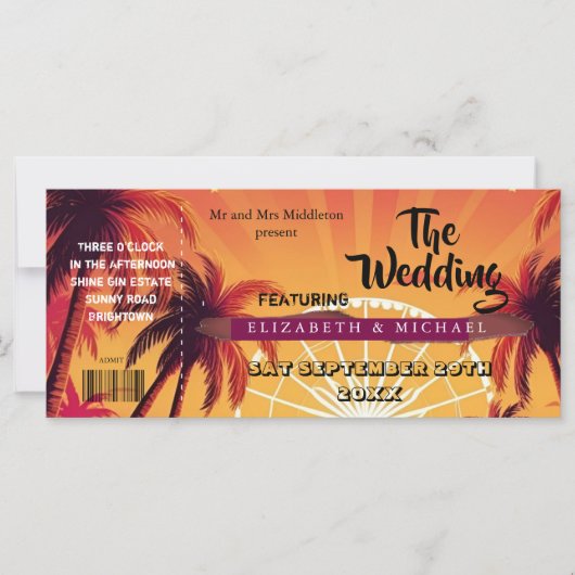 Festival Ticket Palm Wedfest Wedding (Voorkant)