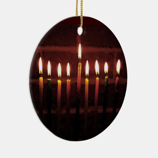 Festival van Light Hanukkah Menorah Keramisch Ornament (Rechts)