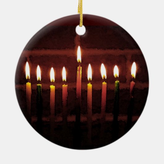 Festival van Light Hanukkah Menorah Keramisch Ornament (Achterkant)