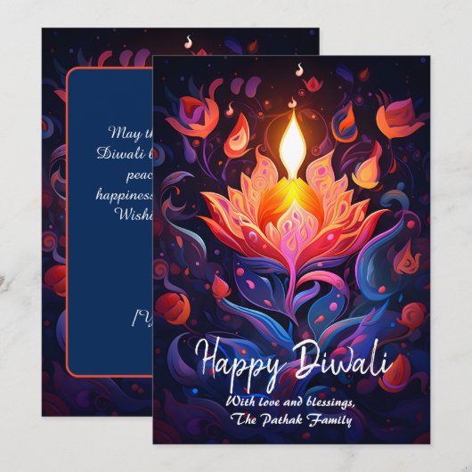 Festival Vlam Mozaïek Diwali kaart (Voorkant / Achterkant)