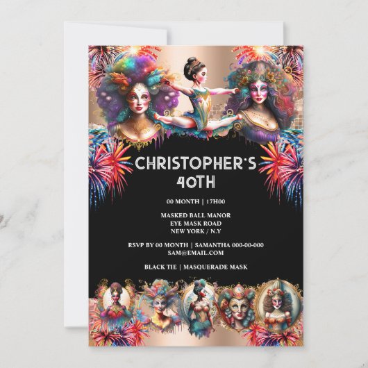 Festivalfeest kleurrijke show vuurwerk carnaval kaart (Voorkant)