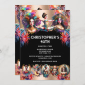 Festivalfeest kleurrijke show vuurwerk carnaval kaart (Voorkant / Achterkant)