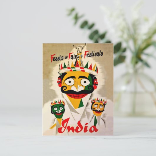 Festivals in India, oud poster Briefkaart (Staand voorkant)