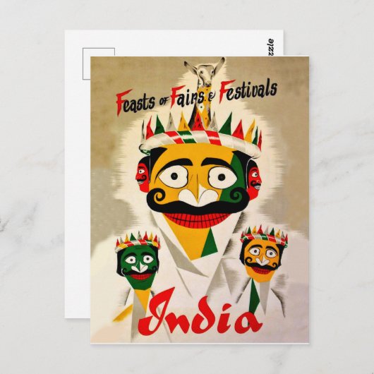 Festivals in India, oud poster Briefkaart (Voorkant / Achterkant)