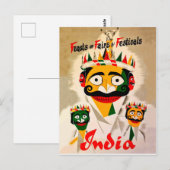 Festivals in India, vintage reisposter Briefkaart (Voorkant / Achterkant)