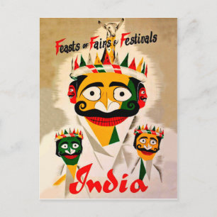 Festivals in India, vintage reisposter Briefkaart