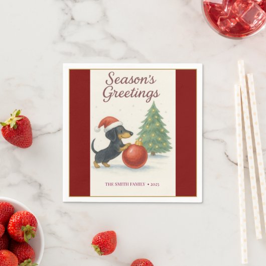 Festive 2025 Dachshund Napkin | Personalized  Servet (Insitu)