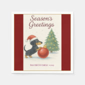 Festive 2025 Dachshund Napkin | Personalized  Servet (Voorkant)