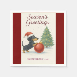 Festive 2025 Dachshund Napkin | Personalized Servet