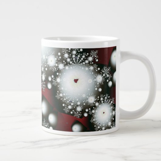 Festive 2 Winter Snowflakes Fine Fractal Art Grote Koffiekop (Rechts)