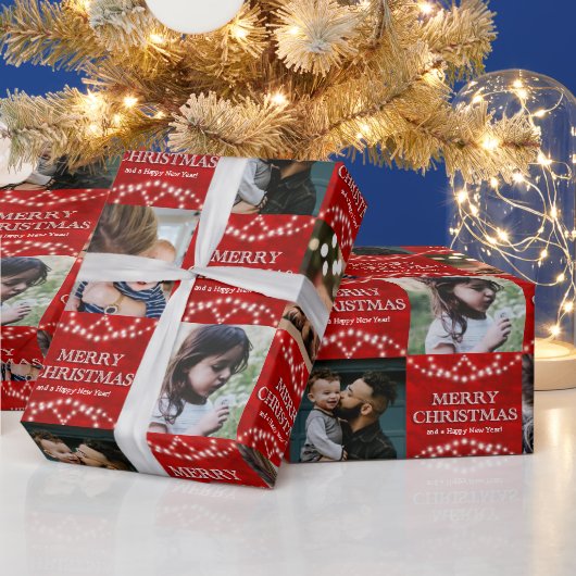 Festive 4 Foto vrolijk kerstfeest en gelukkig nieu Cadeaupapier (Feestdagen)