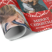 Festive 4 Foto vrolijk kerstfeest en gelukkig nieu Cadeaupapier (Rol Hoek)