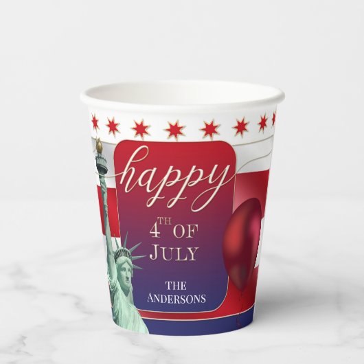 Festive 4th of Juli Onafhankelijkheidsdag Papieren Papieren Bekers (Achterkant)