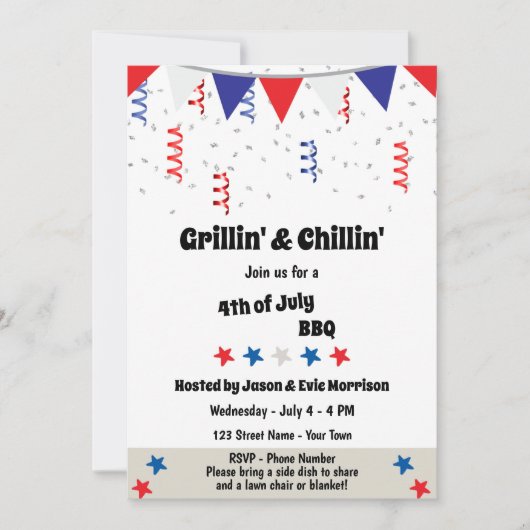 Festive 4th of Juli Uitnodiging BBQ (Voorkant)